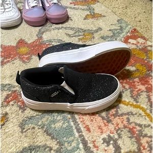 Black sparkle vans never worn